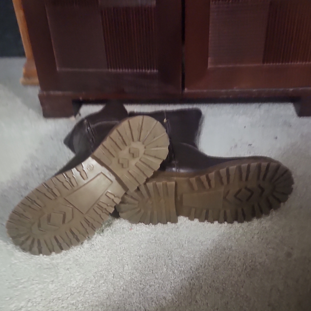 Steve Madden Dark Brown Leather Chunky Boots - Picture 3 of 3